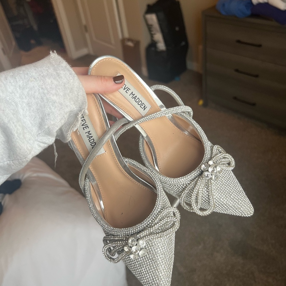 Steve Madden Silver Embellished Heels